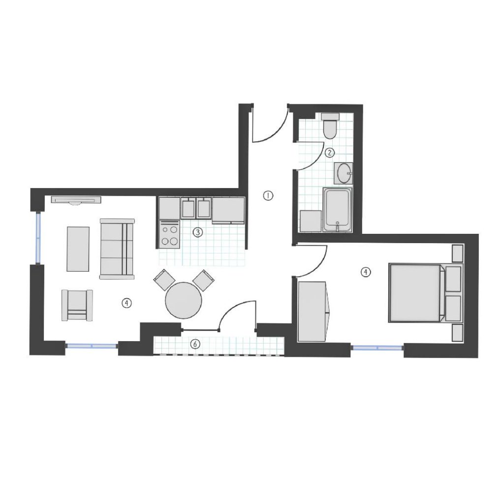 Jednoiposobni-43,40m2-Bosanska-25-nacrt